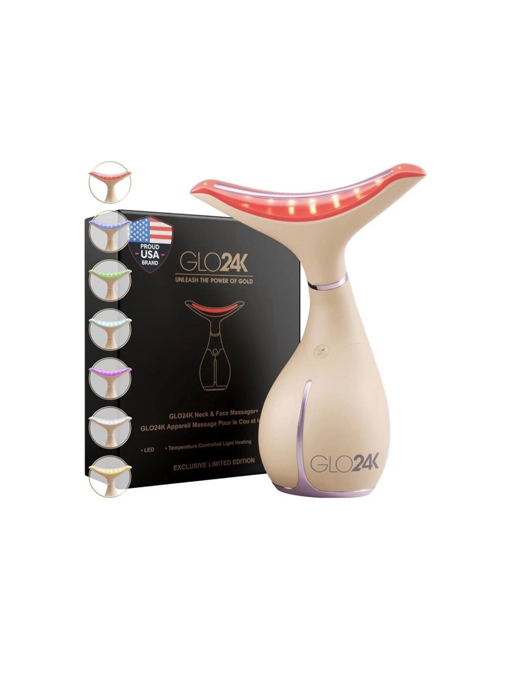 Rose Gold Neck & Face Massager with LED Therapy